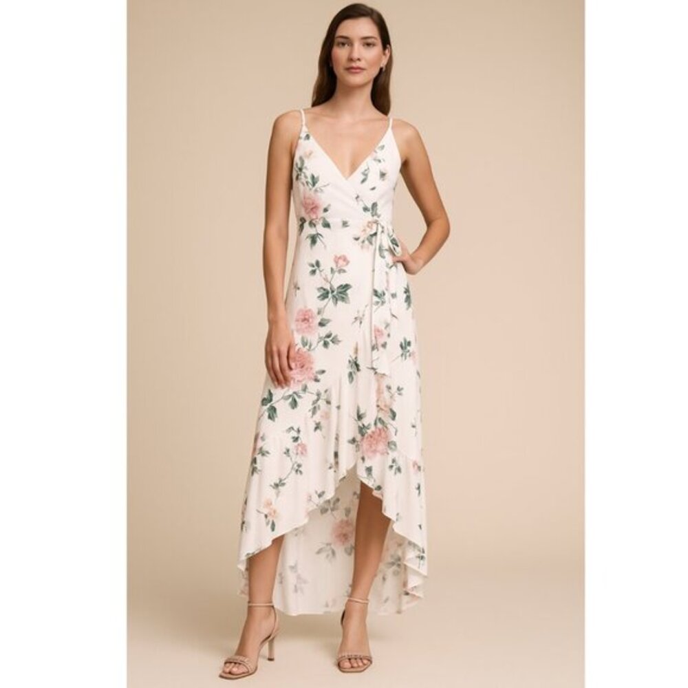 Yumi Kim BHLDN Crossroads Wrap Maxi Dress Floral Ruffle Hem Small‎ Boho Chic